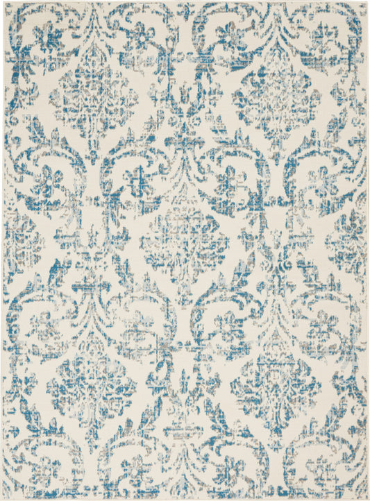 4' X 6' Cream Damask Power Loom Area Rug