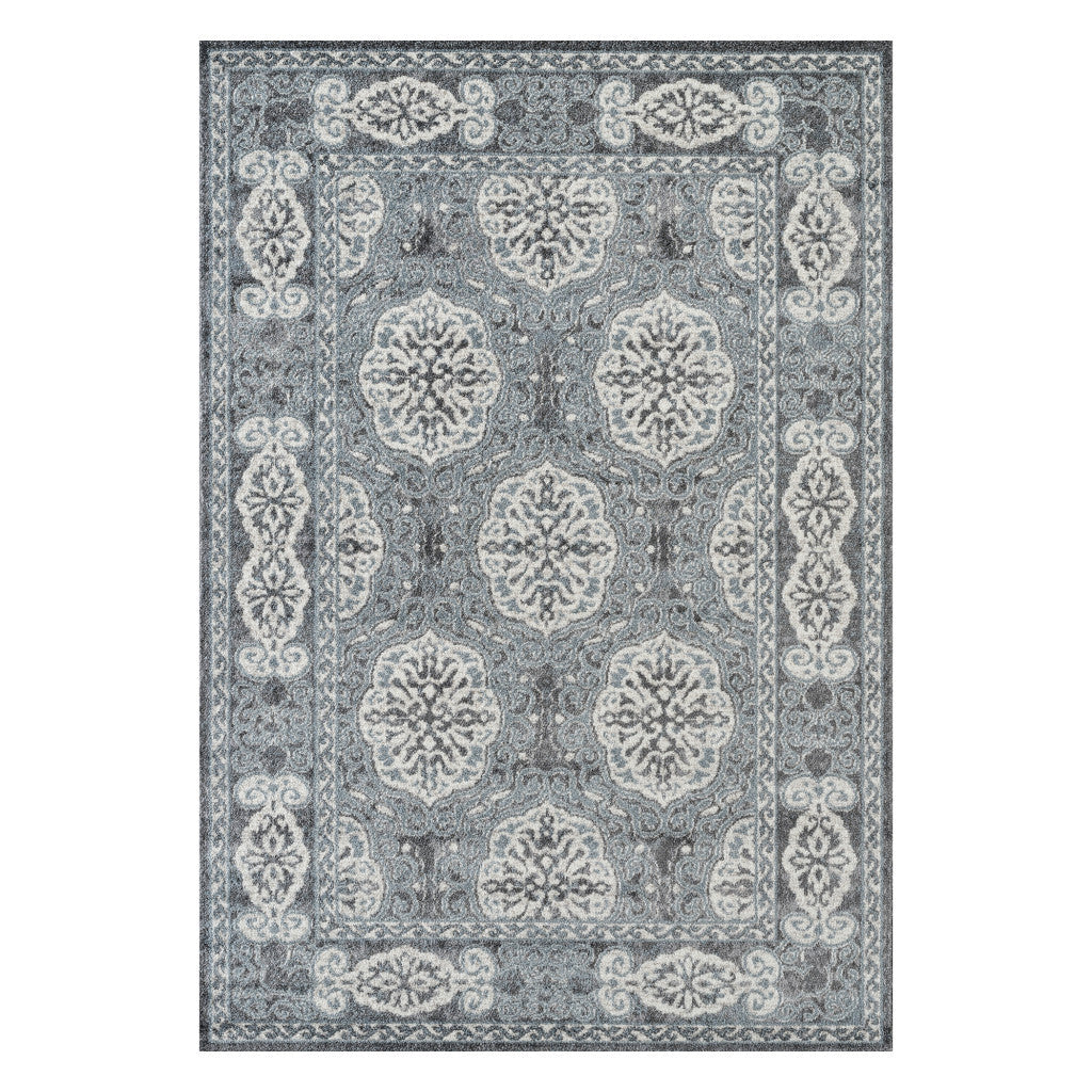 4' x 6' Blue Medallion Power Loom Area Rug