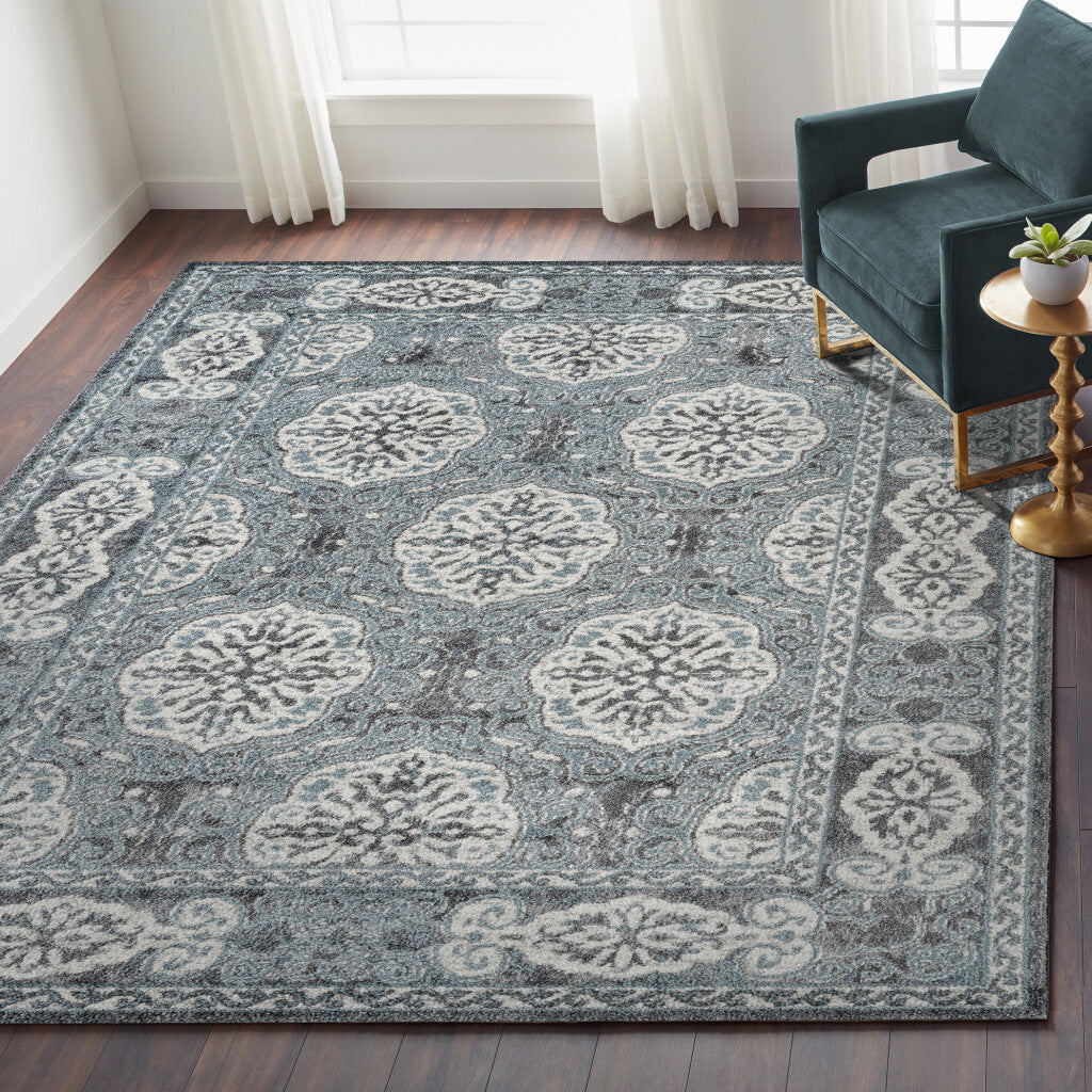 4' x 6' Blue Medallion Power Loom Area Rug