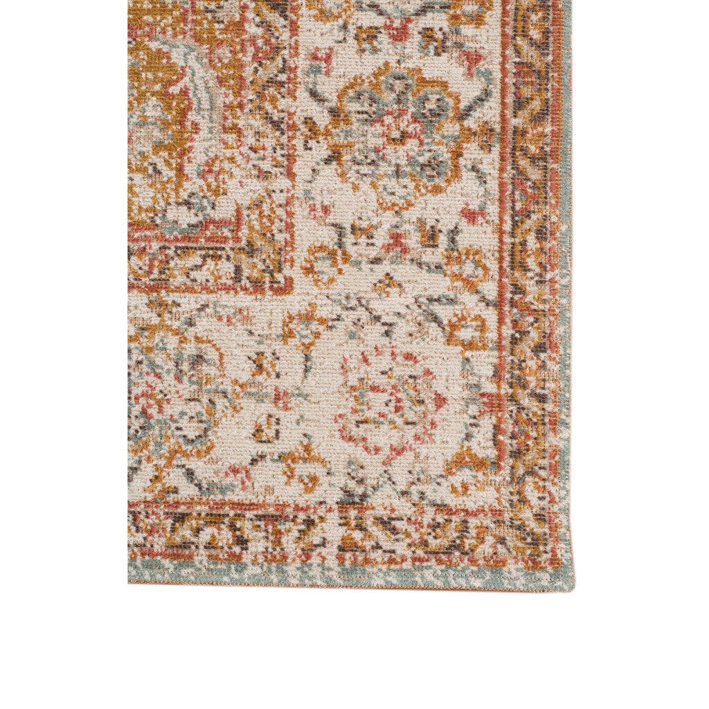 2' x 3' Blue Oriental Power Loom Area Rug With Fringe