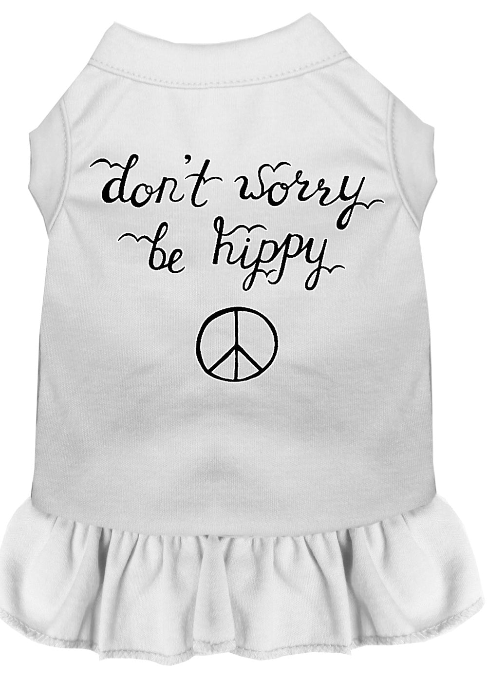 Be Hippy Screen Print Dog Dress White Sm