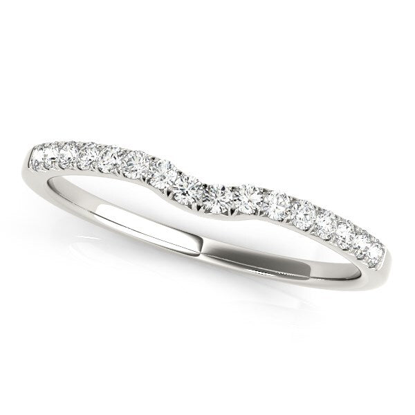 Size: 4.5 - 14k White Gold Curved Pave Setting Diamond Wedding Ring (1/8 cttw)