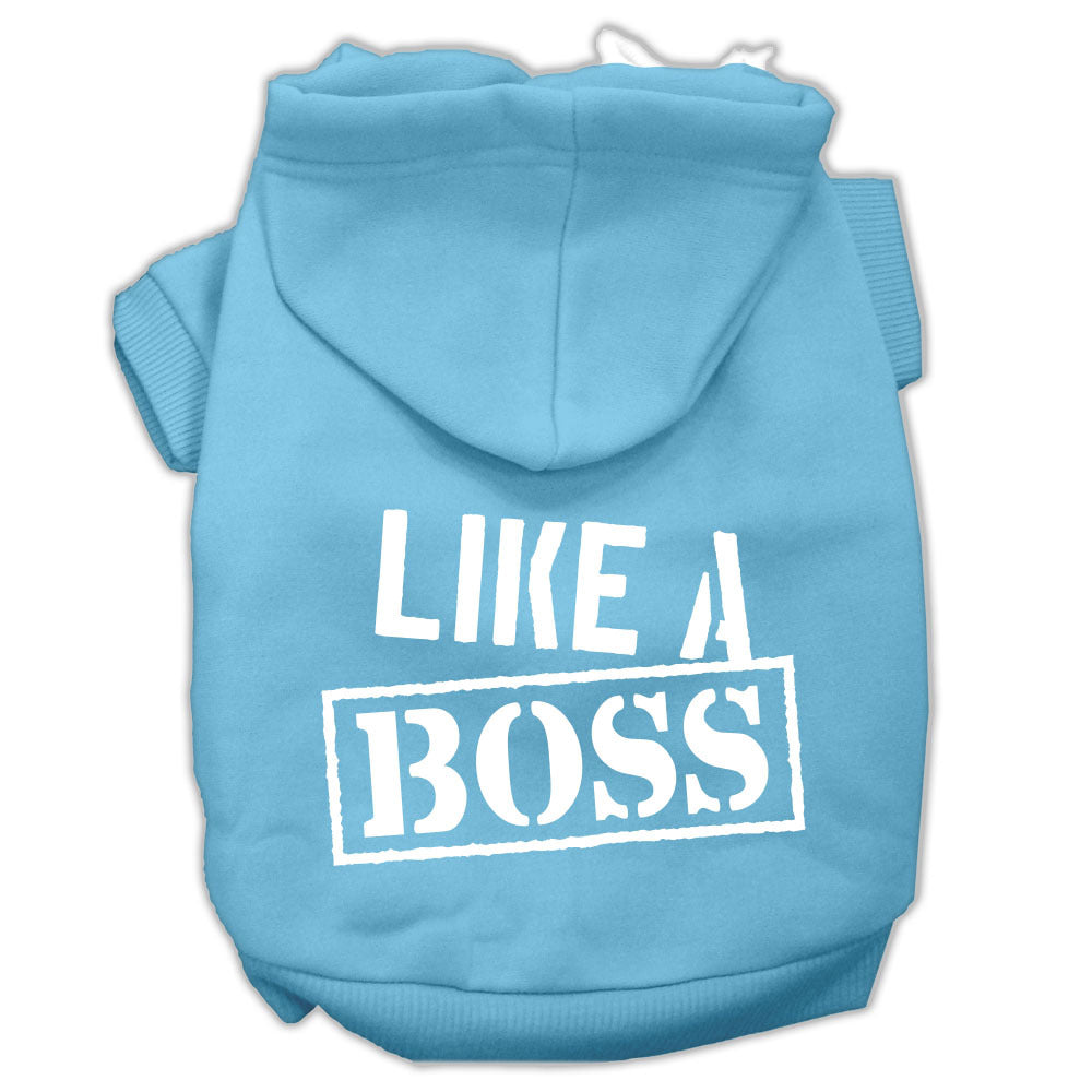 Like a Boss Screen Print Pet Hoodies Baby Blue Size XXL