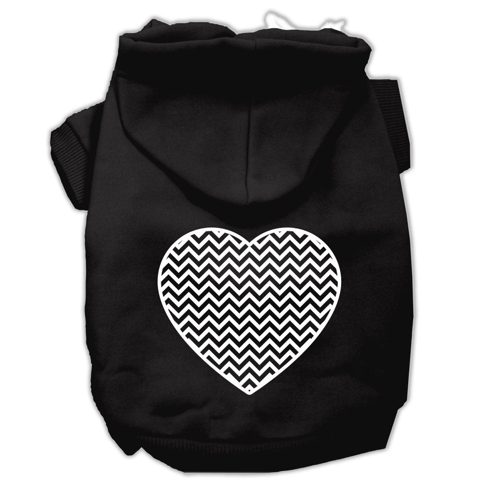 Chevron Heart Screen Print Dog Pet Hoodies Black Size Med