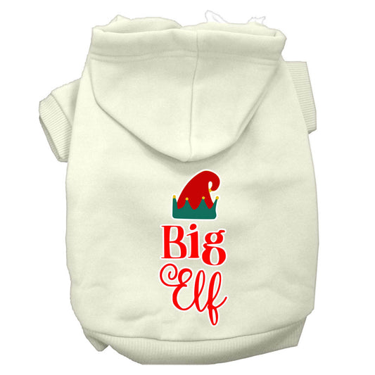 Big Elf Screen Print Dog Hoodie Cream XXXL