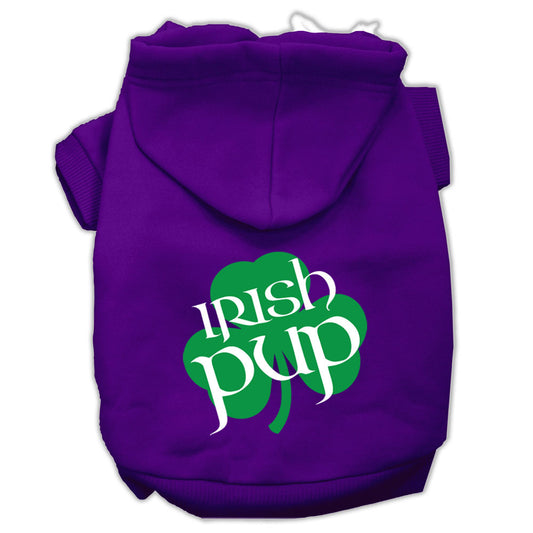 Irish Pup Screen Print Pet Hoodies Purple Size Med