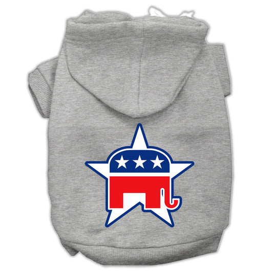 Republican Screen Print Pet Hoodies Grey Size Sm