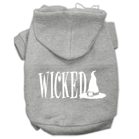 Wicked Screen Print Pet Hoodies Grey Size XS