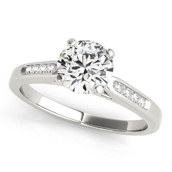 Size: 8.5 - 14k White Gold Single Row Diamond Engagement Ring (1 cttw)