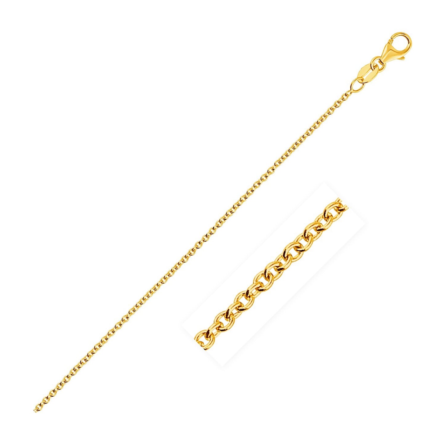 Size: 18'' - 14k Yellow Gold Round Cable Link Chain (1.30 mm)