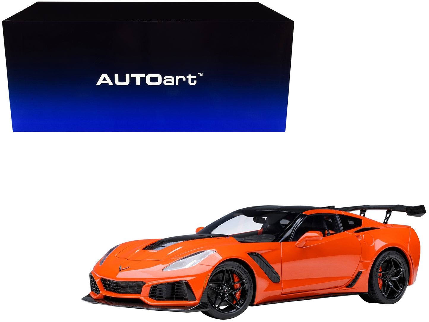 2019 Chevrolet Corvette C7 ZR1 Sebring Orange Tintcoat with Carbon Top 1/18 Model Car by Autoart