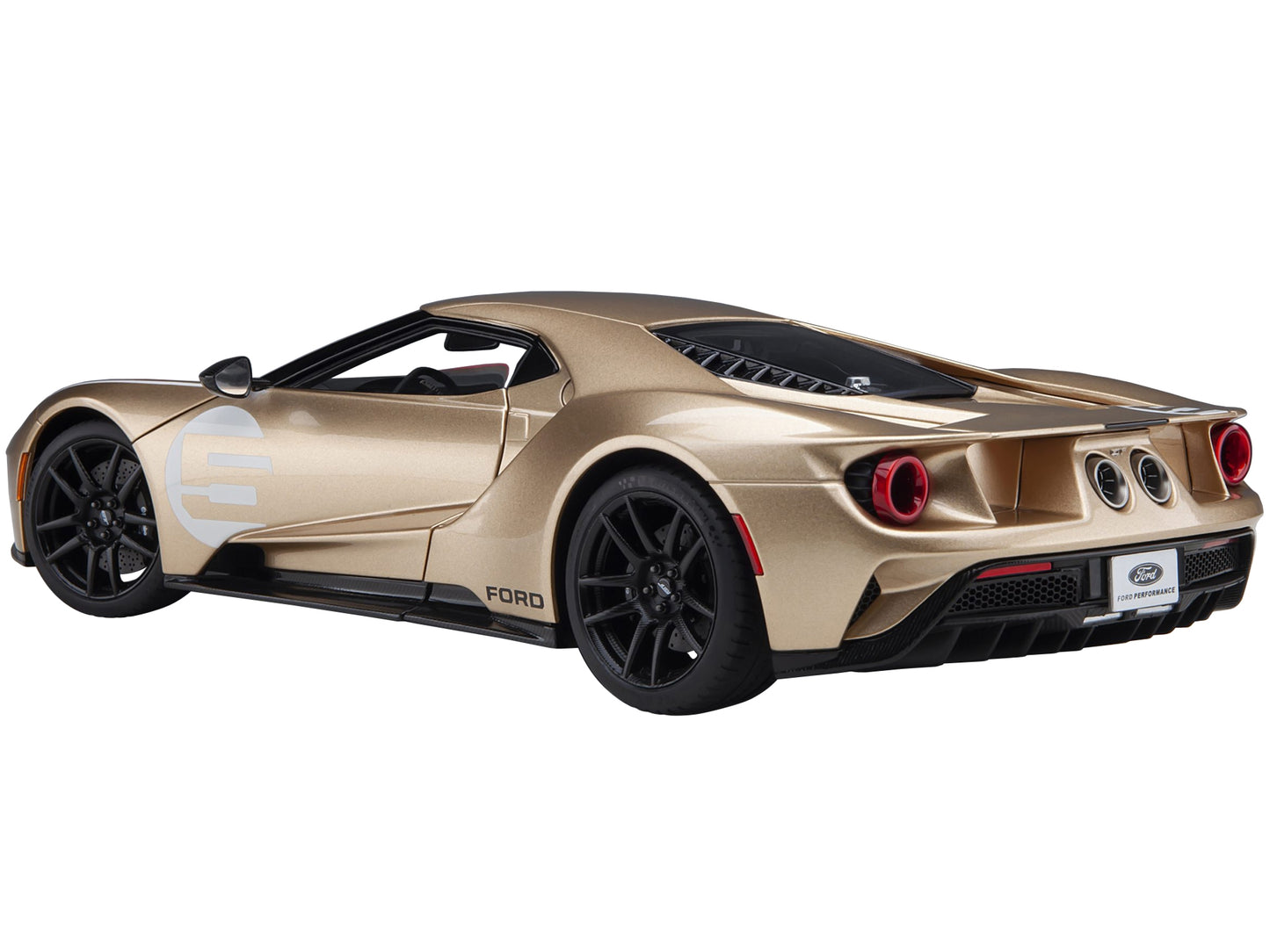 Ford GT Heritage Edition #5 "Holman Moody" Gold Metallic with Red and White Graphics 1/18 Model Car by Autoart