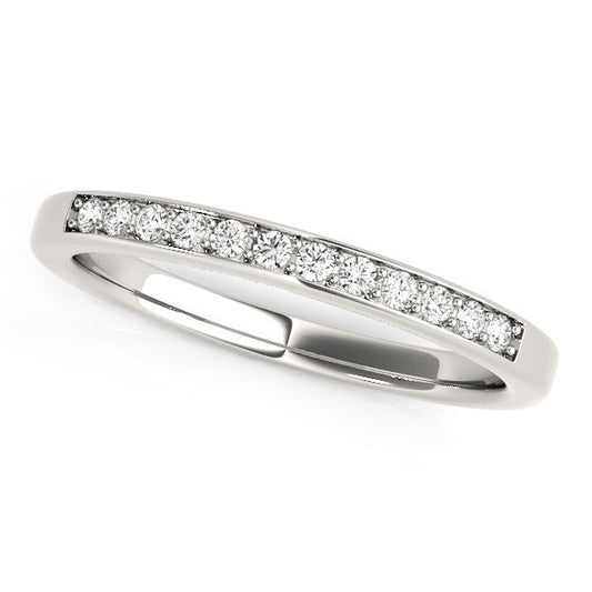 Size: 7.5 - 14k White Gold Diamond Wedding Band (1/8 cttw)