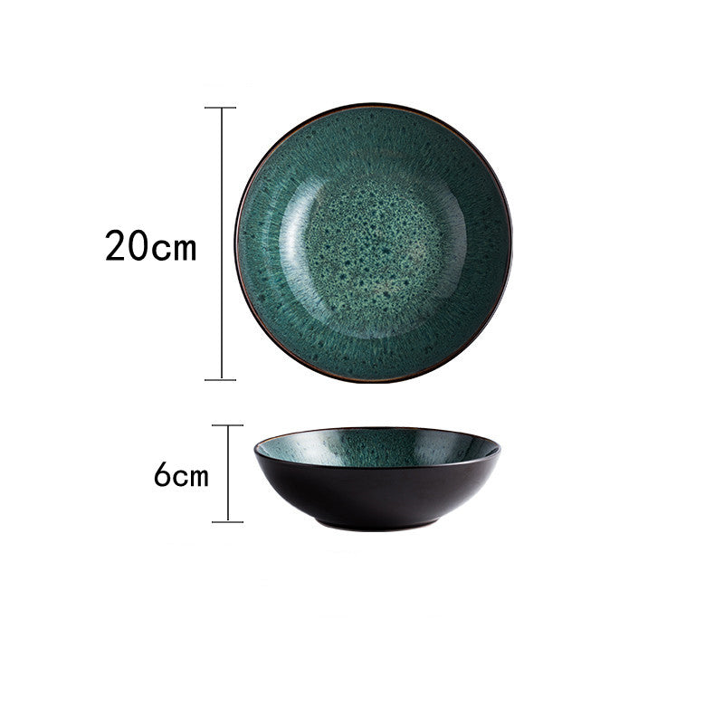 Style: 8 inch bowl - European Green Peacock Pattern Ceramic Tableware