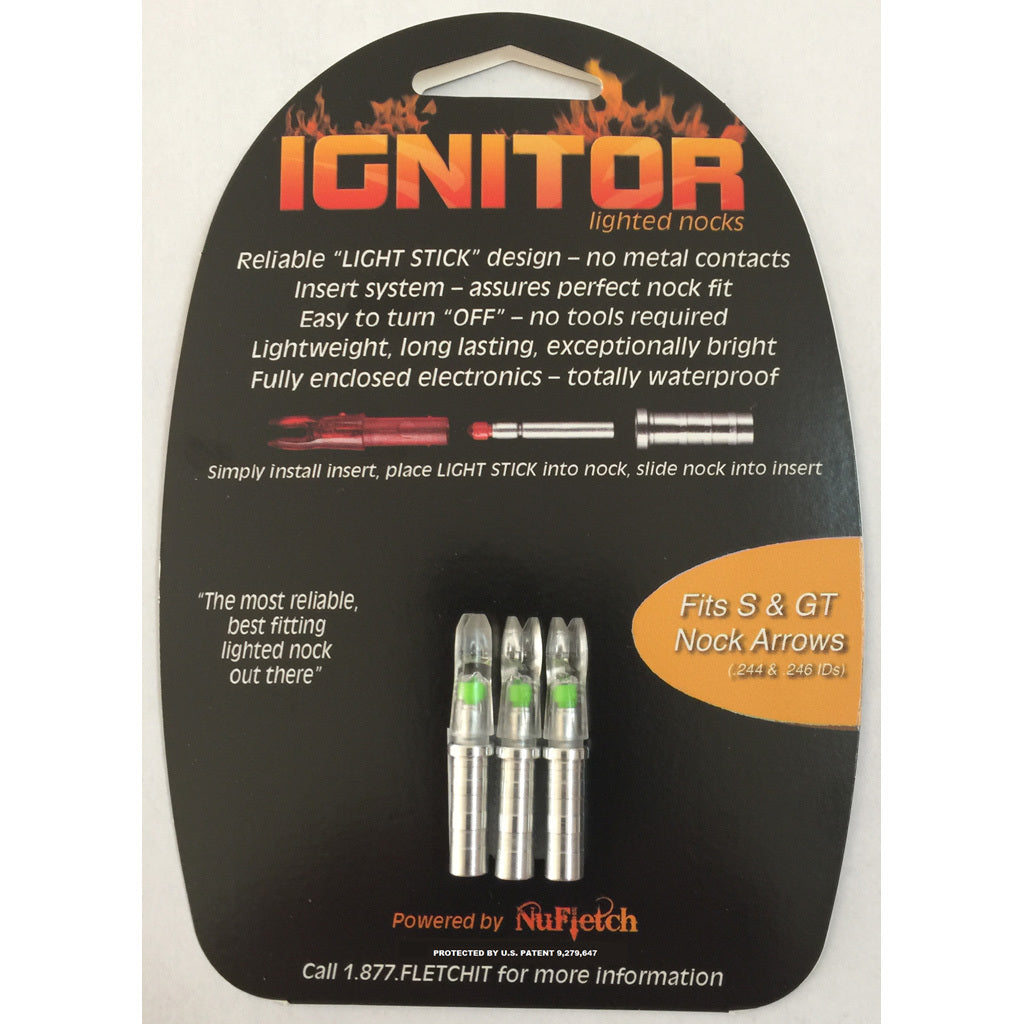 NuFletch Ignitor Nocks Green S 3 pk.