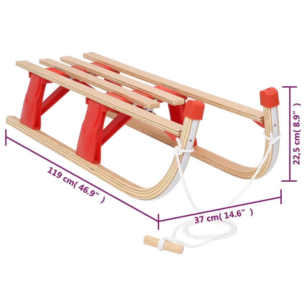 vidaXL Folding Sledge Wood 43.3"