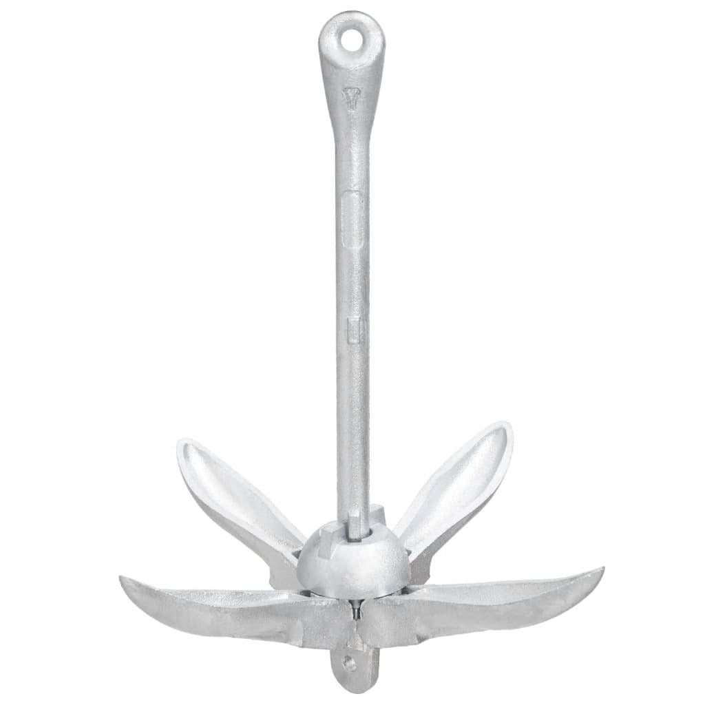 vidaXL Folding Anchor with Rope Silver 7.1 lb Malleable Iron