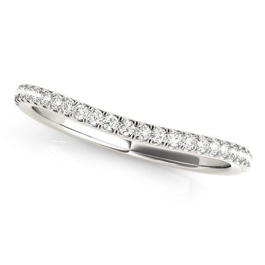 Size: 3.5 - 14k White Gold Pave Setting Style Curved Wedding Band (1/10 cttw)