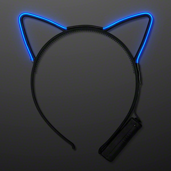 Electro Luminescent Cat Animal Ears Headband Blue