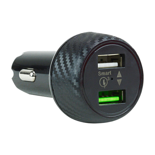 Audiopipe 2.4 Amp Dual USB Car Charger - QC3.0 + USB A