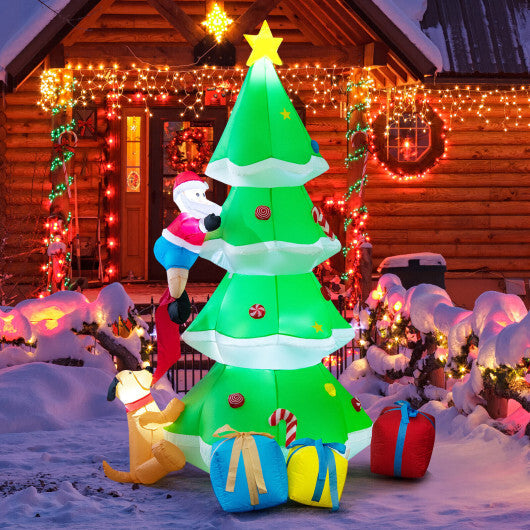 7 Feet Inflatable Christmas Tree with Santa Claus and Dog