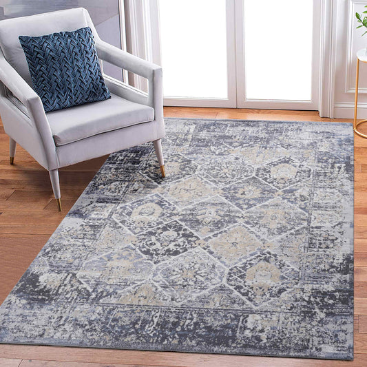 NAAR PAYAS Collection 8X10 Grey/Blue /Traditional Non-Shedding Living Room Bedroom Dining Home Office Stylish and Stain Resistant Area Rug