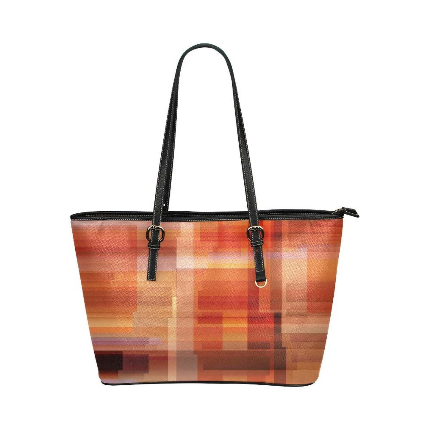 Large Leather Tote Shoulder Bag - Autumn Abstract Illustration