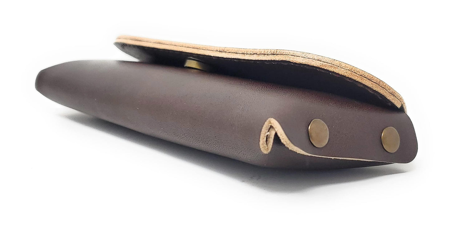 Leather Glasses Case Eyeglass Case Sunglass Case Genuine Leather Slim Glasses Case for Men and Women Dark Brown