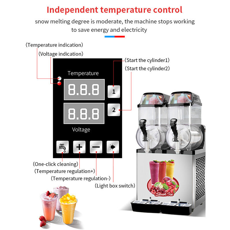 110V Commercial Slushy Machine 30L Double Tank 950W Stainless Steel Margarita Frozen Drink With Powerful Compressor Efficient Cooling Perfect for Supermarkets Cafes Restaurants Bars