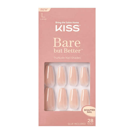 KISS Bare but Better Sculpted Nude Fake Nails, Nude Drama, 28 Count