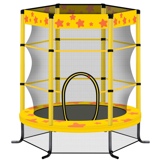 55 Inch Kids Trampoline with Safety Enclosure Net, 4.5FT Outdoor Indoor Trampoline for Kids (Yellow)