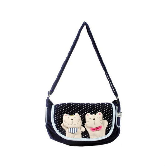 [Lazy Cat] 100% Cotton Canvas Shoulder Bag / Swingpack / Travel Bag