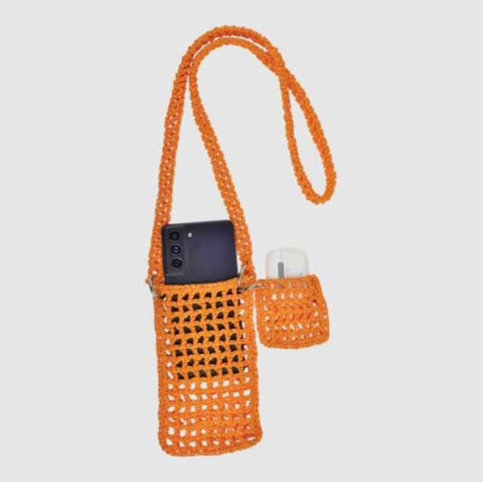 Ixtech Ix-023 Hand Knitted Phone and Headphone Bag Orange