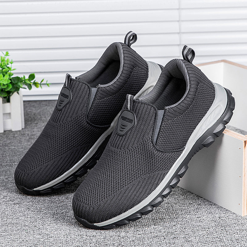 Parents Middle-aged Men Women Casual Shoes Sale Walking Soft Sole Slip on Breathable Sneakers Leisure Black Spring Summer Autumn