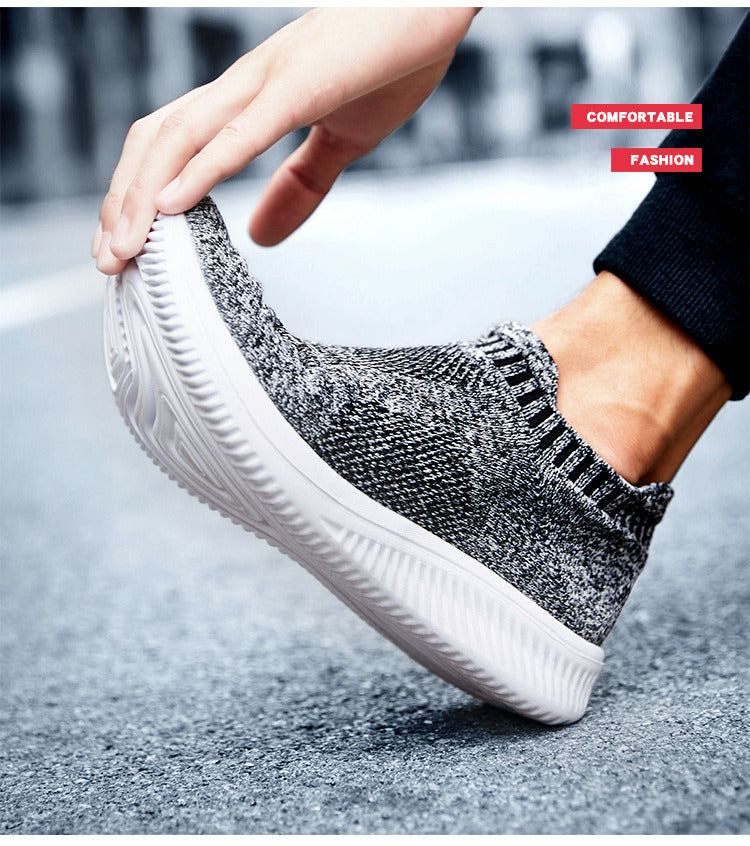 Men Boys Flying Woven Sneakers Slip-on Light Running Casual Socks Shoes Breathable Comfortable Wear-resistant Outdoor Sport New