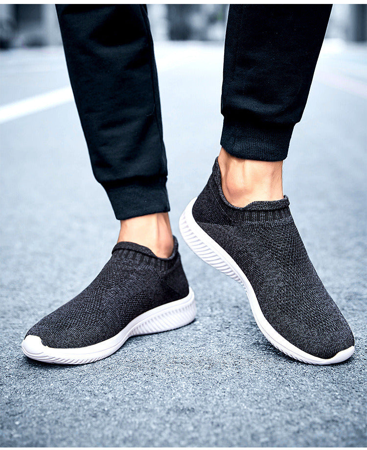 Men Boys Flying Woven Sneakers Slip-on Light Running Casual Socks Shoes Breathable Comfortable Wear-resistant Outdoor Sport New