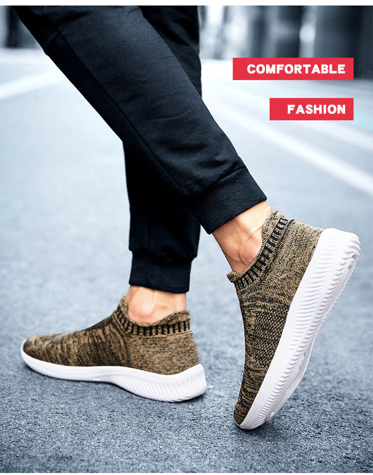 Men Boys Flying Woven Sneakers Slip-on Light Running Casual Socks Shoes Breathable Comfortable Wear-resistant Outdoor Sport New