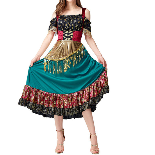 Halloween Show Costume Starlight Gypsy Stage Performance Fortune Teller Dresses for Women