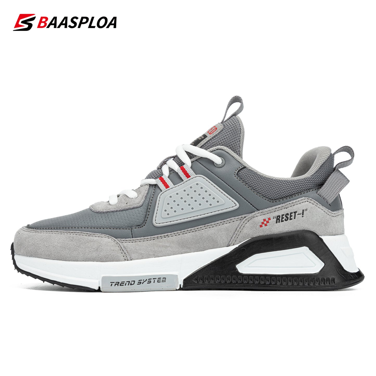 Baasploa Men Casual Waterproof Running Shoes Fashion Leather Skateboard Shoes Non-slip Wear-resistant Male Sport Shoes 2022 New