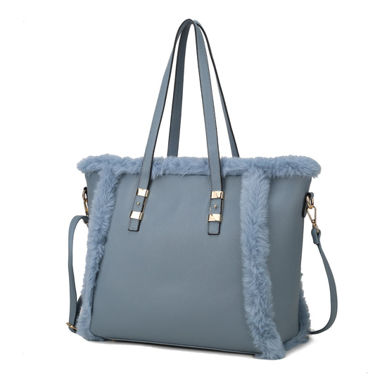 MKF Collection Liza Tote Handbag Vegan Leather with faux fur Women by Mia k