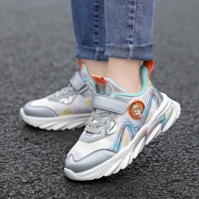 Outdoor Kids Running Shoes For Girls New Spring Fashion Leather Casual Walking Sneakers Children Breathable Comfort Sport 26-37