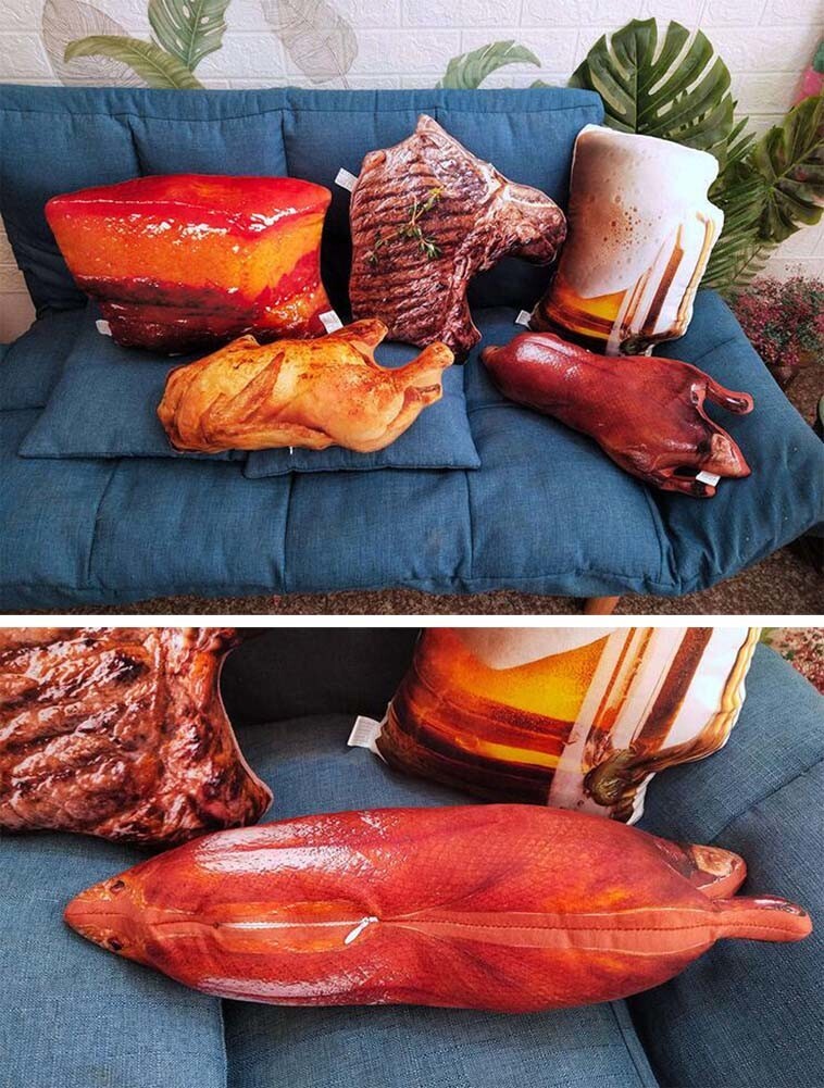 3D Simulation Braised Pork Pillow Food Shape Back Cushion Plush Stuffed Toy