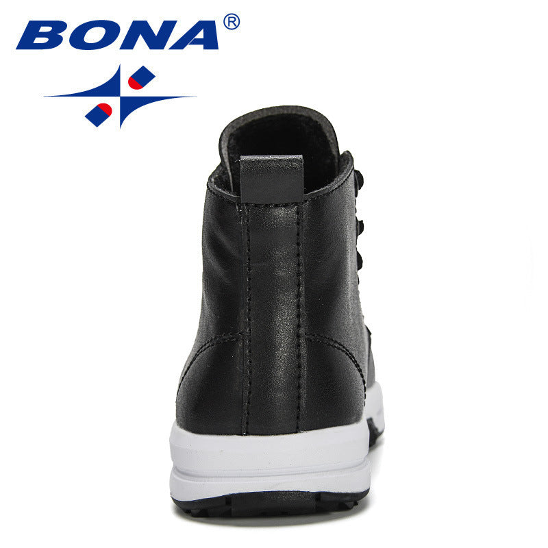 BONA 2021 New Designers Running Shoes Boy Leather Teenager Shoes Child Sneakers High Top Kids School Footwear Walking Shoes Girl