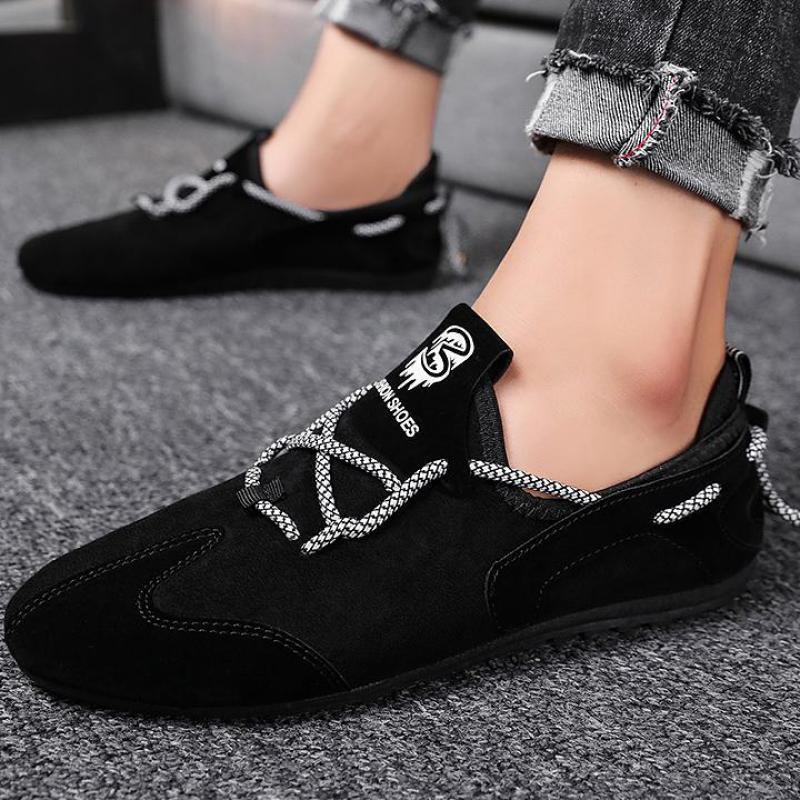 Slip on Shoes Men High Quality Spring Summer Men Casual Shoes Black Gray Flock Fashion Sneakers Youth Loafers Driving Moccasin