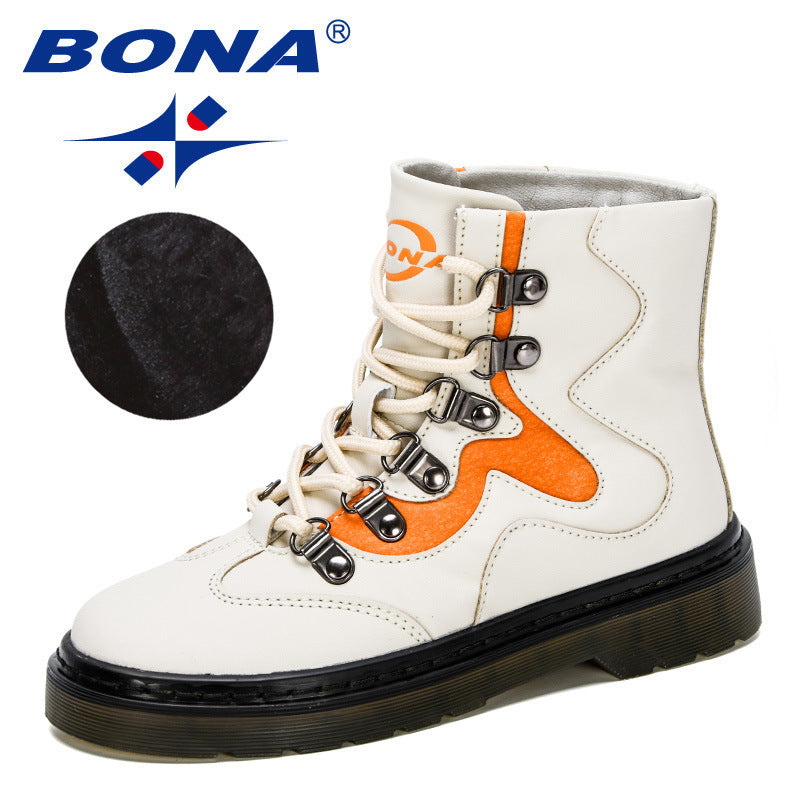 BONA 2020 New Designers High Top Casual Shoes Children Winter Boots Boys Shoes Fashion Leather Soft Antislip Girls Boots Comfy