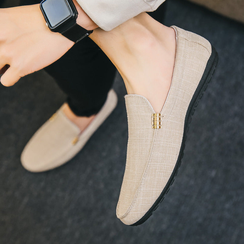 Spring Summer Men Loafers Shoes Casual Light Canvas Youth Flat Shoes Breathable Fashion Footwear