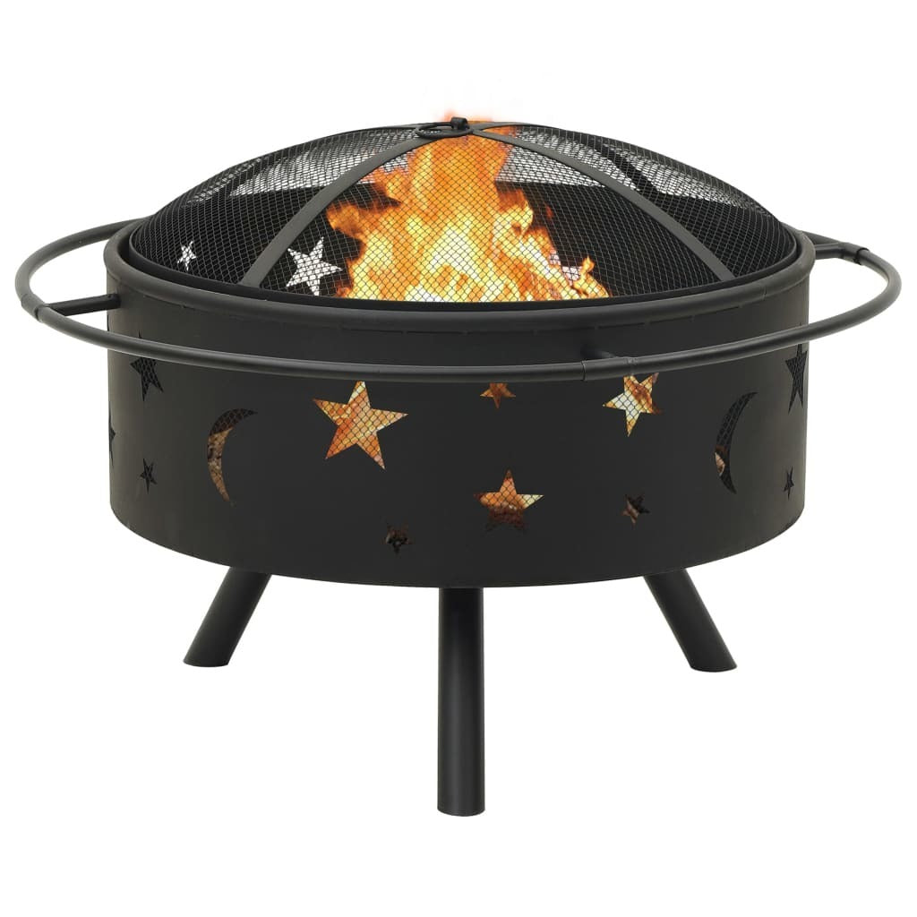 Fire Pit with Poker 29.9" XXL Steel