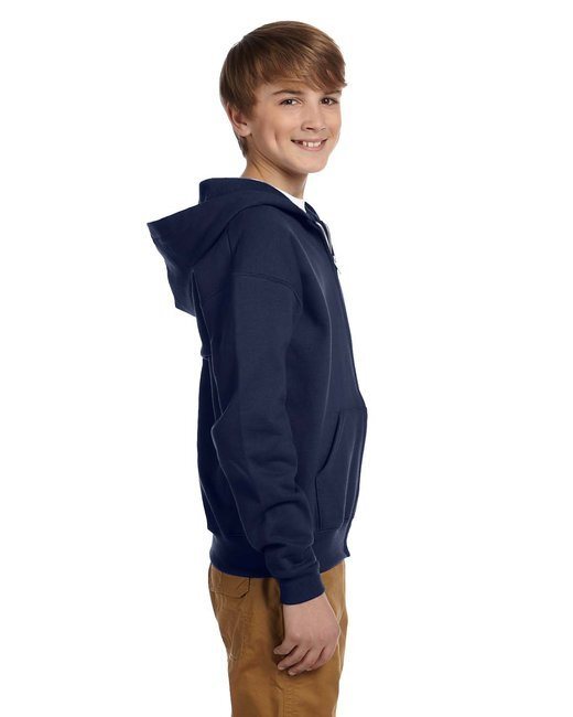 Youth 8 oz. NuBlend Fleece Full-Zip Hooded Sweatshirt - J NAVY - L