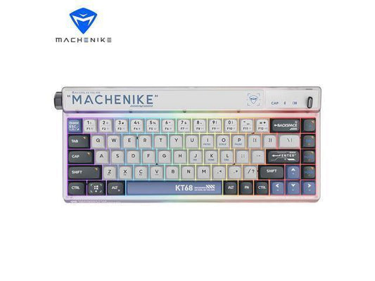 MACHENIKE KT68 Bluetooth Keyboard 68 Key Tri-mode Customized Retro 2.4G Wireless 3 Models Hot Swap RGB Gaming Mechanical Keyboard - Red Switch Zero Sense Future White