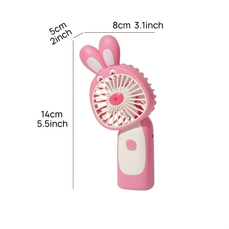 1pc Cartoon Rabbit USB Rechargeable Mini Small Portable Pocket Desktop Electric Handheld Fan; Gift For Student Boys And Girls; Girlfriend Birthday Gift